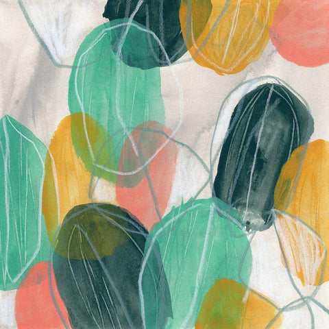 Candy Lanterns I White Modern Wood Framed Art Print with Double Matting by Vess, June Erica