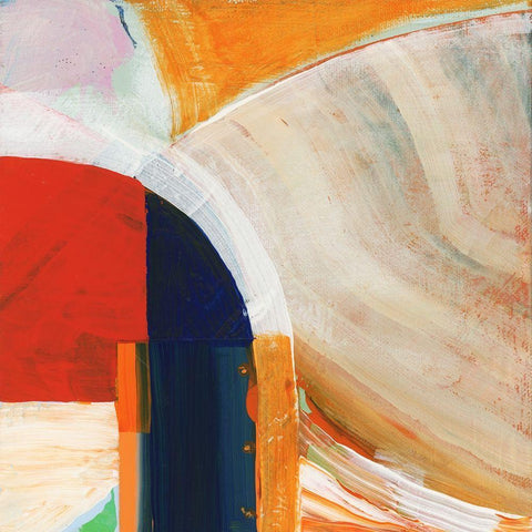 Blue Orange I White Modern Wood Framed Art Print with Double Matting by Cartissi