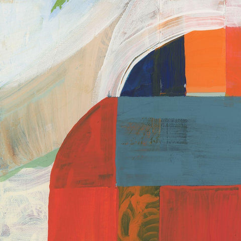 Blue Orange III Black Modern Wood Framed Art Print with Double Matting by Cartissi