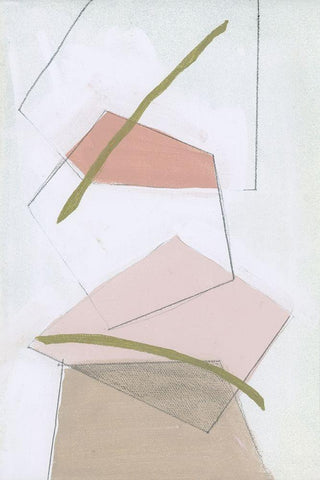 Nude Gold Shapes II White Modern Wood Framed Art Print with Double Matting by Cartissi