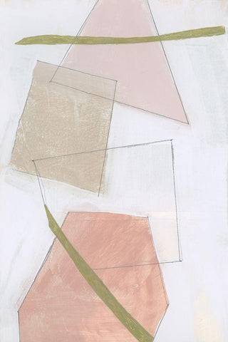 Nude Gold Shapes IV White Modern Wood Framed Art Print with Double Matting by Cartissi