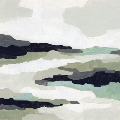 Mint Mesa II Black Modern Wood Framed Art Print with Double Matting by Vess, June Erica