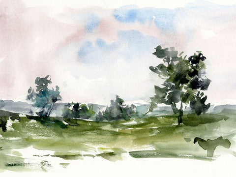 Mauve Sunset II White Modern Wood Framed Art Print with Double Matting by Harper, Ethan