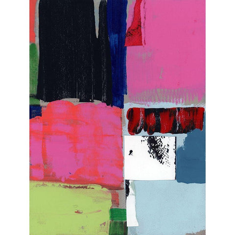 Pink Blocks I White Modern Wood Framed Art Print by Cartissi