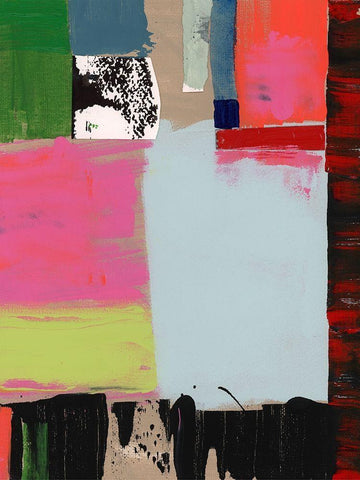 Pink Blocks III White Modern Wood Framed Art Print with Double Matting by Cartissi