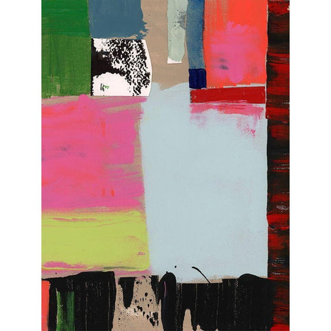 Pink Blocks III Black Modern Wood Framed Art Print with Double Matting by Cartissi