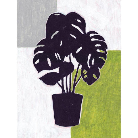 Green Plantling II Black Modern Wood Framed Art Print with Double Matting by Wang, Melissa