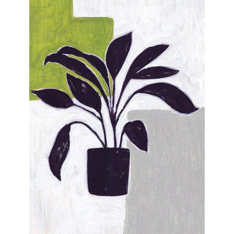 Green Plantling III Black Modern Wood Framed Art Print with Double Matting by Wang, Melissa