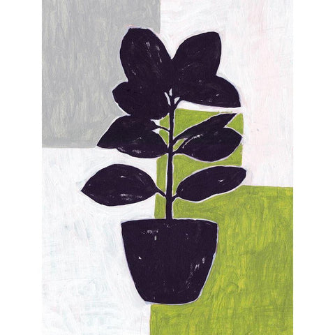 Green Plantling IV Black Modern Wood Framed Art Print with Double Matting by Wang, Melissa