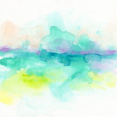 Ocean Aurora I White Modern Wood Framed Art Print with Double Matting by Vess, June Erica