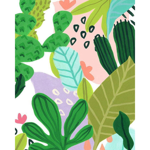 Party Plants I White Modern Wood Framed Art Print by Vess, June Erica