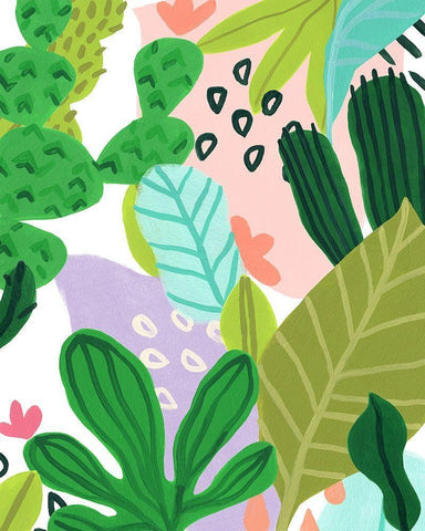 Party Plants I White Modern Wood Framed Art Print with Double Matting by Vess, June Erica