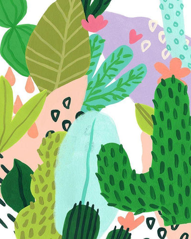 Party Plants II White Modern Wood Framed Art Print with Double Matting by Vess, June Erica