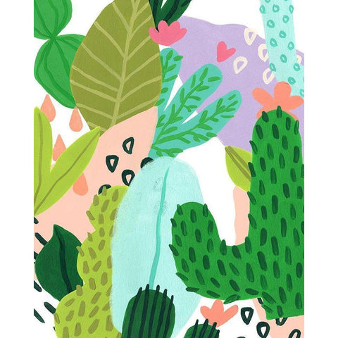 Party Plants II Black Modern Wood Framed Art Print by Vess, June Erica