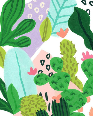 Party Plants IV White Modern Wood Framed Art Print with Double Matting by Vess, June Erica