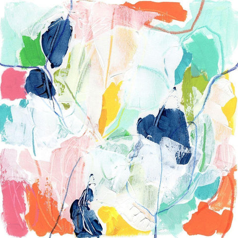 Impasto Kaleidoscope I White Modern Wood Framed Art Print with Double Matting by Vess, June Erica