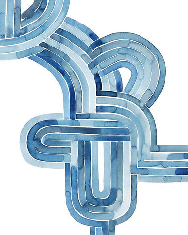 Blue Braid I White Modern Wood Framed Art Print with Double Matting by Popp, Grace