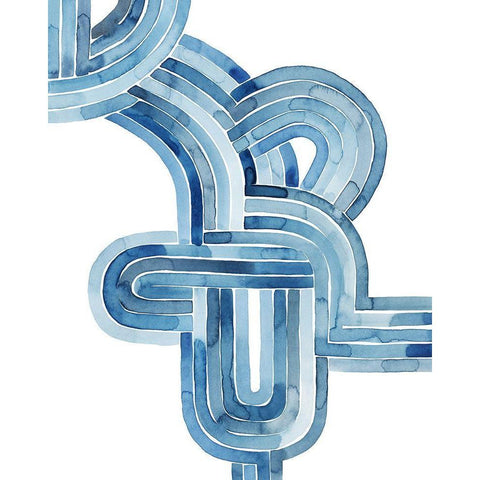 Blue Braid I White Modern Wood Framed Art Print by Popp, Grace