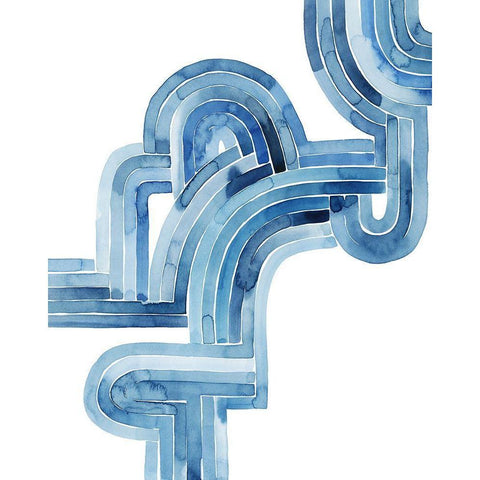 Blue Braid II White Modern Wood Framed Art Print by Popp, Grace