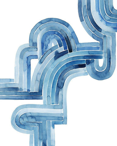 Blue Braid II White Modern Wood Framed Art Print with Double Matting by Popp, Grace