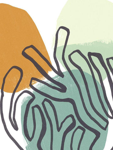 Midcentury Modern Coral I Black Ornate Wood Framed Art Print with Double Matting by Vess, June Erica