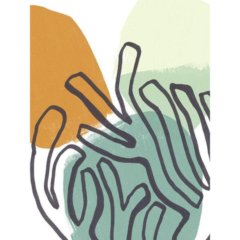 Midcentury Modern Coral I Gold Ornate Wood Framed Art Print with Double Matting by Vess, June Erica