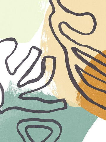 Midcentury Modern Coral II White Modern Wood Framed Art Print with Double Matting by Vess, June Erica