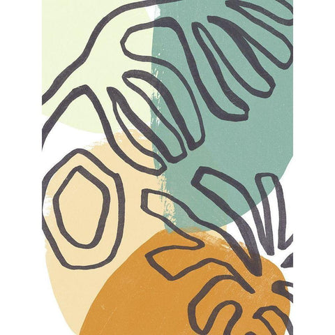 Midcentury Modern Coral III Black Modern Wood Framed Art Print with Double Matting by Vess, June Erica