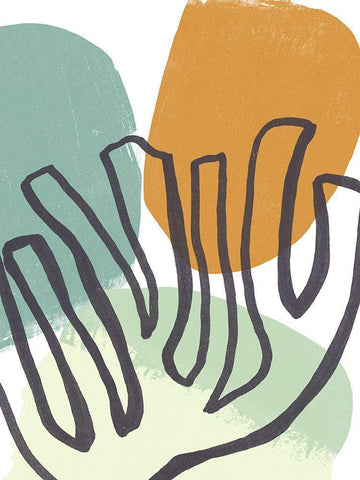 Midcentury Modern Coral IV Black Ornate Wood Framed Art Print with Double Matting by Vess, June Erica