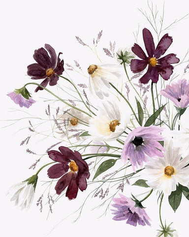 Amethyst Bouquet I White Modern Wood Framed Art Print with Double Matting by Popp, Grace