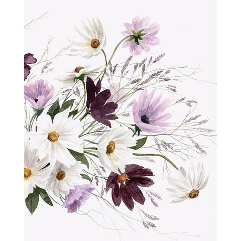 Amethyst Bouquet II White Modern Wood Framed Art Print by Popp, Grace