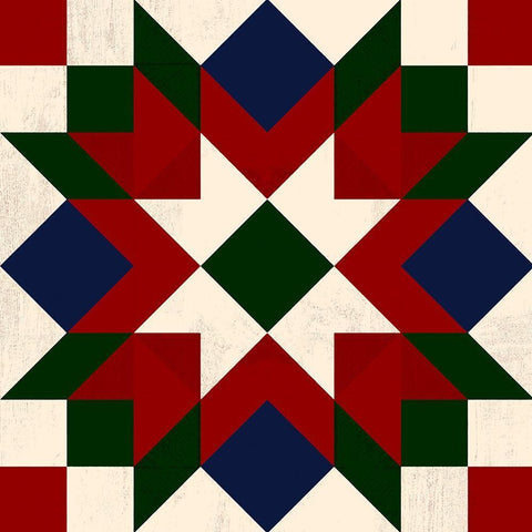 Christmas Barn Quilt IV White Modern Wood Framed Art Print with Double Matting by Barnes, Victoria