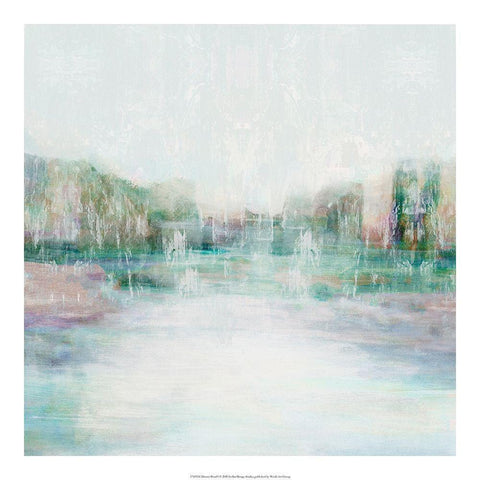 Distant Pond I Black Modern Wood Framed Art Print with Double Matting by Stellar Design Studio