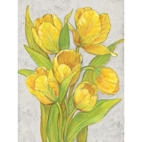 Yellow Tulips II Black Modern Wood Framed Art Print with Double Matting by OToole, Tim