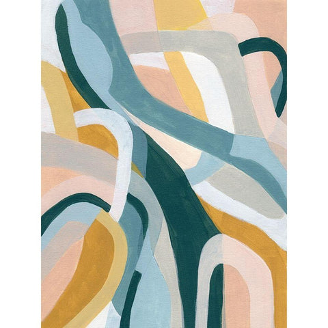 Pastel Puzzle II Black Modern Wood Framed Art Print by Vess, June Erica