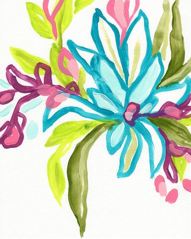 Tropical Sketch II Black Ornate Wood Framed Art Print with Double Matting by Vess, June Erica