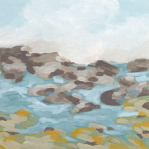 Stone Shore I Black Modern Wood Framed Art Print with Double Matting by Vess, June Erica