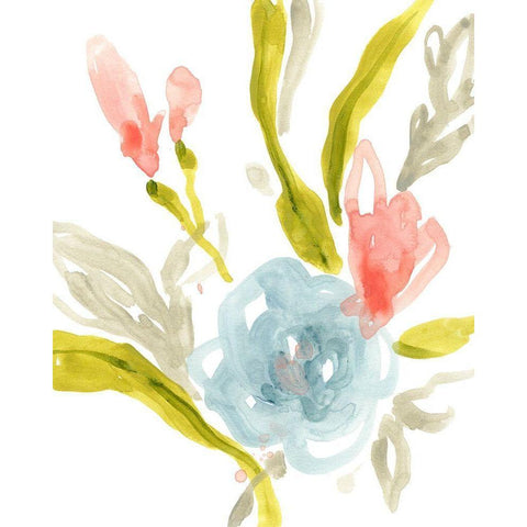 Floral Sonata I Black Modern Wood Framed Art Print with Double Matting by Vess, June Erica