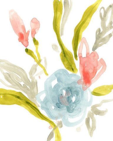 Floral Sonata I White Modern Wood Framed Art Print with Double Matting by Vess, June Erica