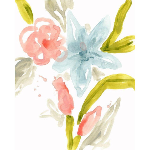 Floral Sonata II Black Modern Wood Framed Art Print with Double Matting by Vess, June Erica