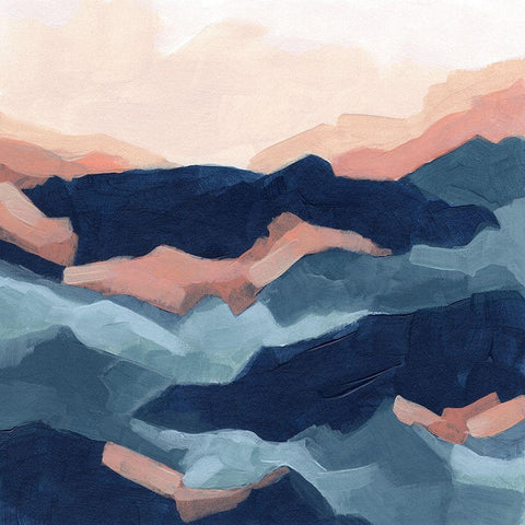 Bluescape I White Modern Wood Framed Art Print by Vess, June Erica