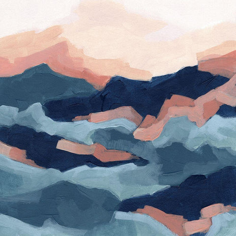 Bluescape II White Modern Wood Framed Art Print by Vess, June Erica