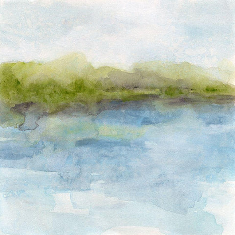 Watermark Shoreline I Black Modern Wood Framed Art Print by Vess, June Erica