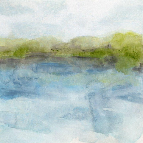 Watermark Shoreline II Black Modern Wood Framed Art Print with Double Matting by Vess, June Erica