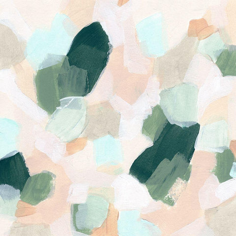 Pastel Facets II Black Modern Wood Framed Art Print with Double Matting by Vess, June Erica