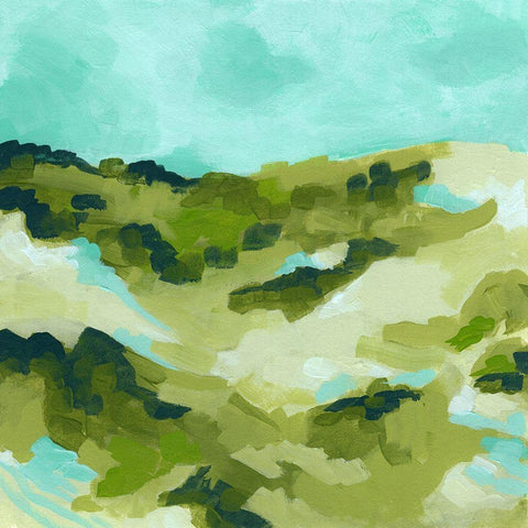 Spring Hillside I Black Modern Wood Framed Art Print by Vess, June Erica