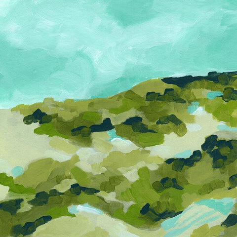 Spring Hillside II Black Modern Wood Framed Art Print with Double Matting by Vess, June Erica