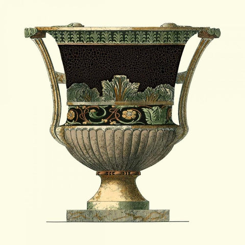 Crackled Large Giardini Urn I Black Ornate Wood Framed Art Print with Double Matting by Giardini