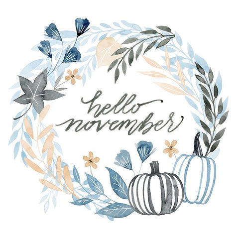 Azure Autumn II White Modern Wood Framed Art Print with Double Matting by Popp, Grace