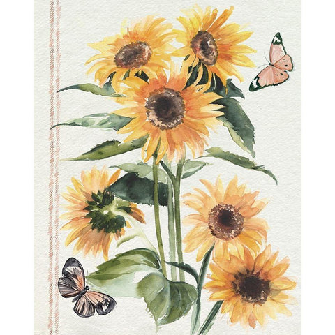 Autumn Sunflowers I White Modern Wood Framed Art Print by Parker, Jennifer Paxton